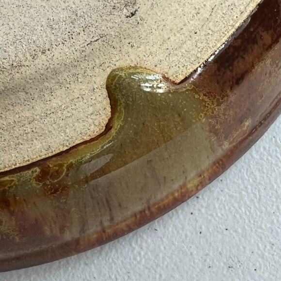 Art Studio Pottery Hand Thrown Dish Bowl Artist Stamped 9.5" - Picture 10 of 14